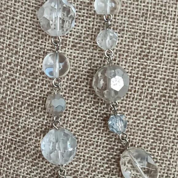 Cookie Lee clear glass bead necklace multi-faceted crystals Varied Shapes, 36" - Picture 6 of 9